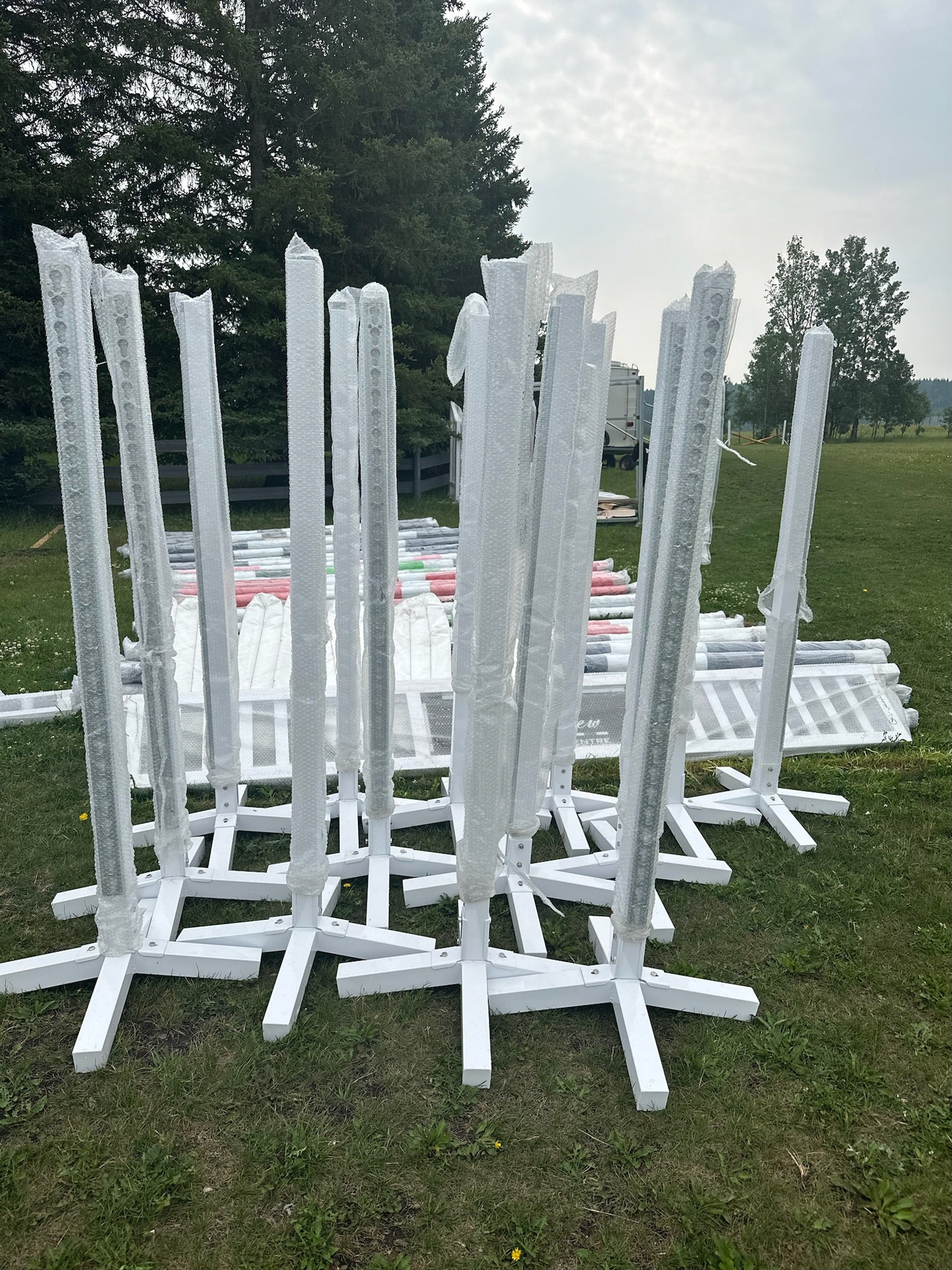 Aluminum Horse Jump Standards with Keyhole Tracks – No Rot, No Rust, No Painting Required – Durable aluminum standards designed for training and competition, featuring built-in keyhole tracks for pinless cups and safety breakaway adapters. These rust-proof, rot-resistant, and maintenance-free jump standards require no painting, ensuring long-lasting performance in any weather. Shop now for premium, hassle-free jump equipment!